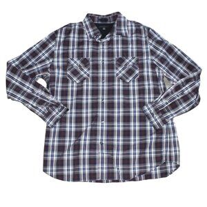 Banana Republic Mens Button Front Plaid Shirt-Blue/Black-Size Large-16-16.5